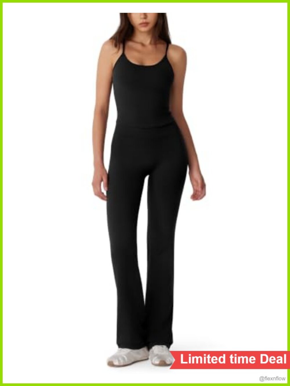 MOOSLOVER Women 2 Piece Workout Set Racerback Tank Top & Flare Leggings